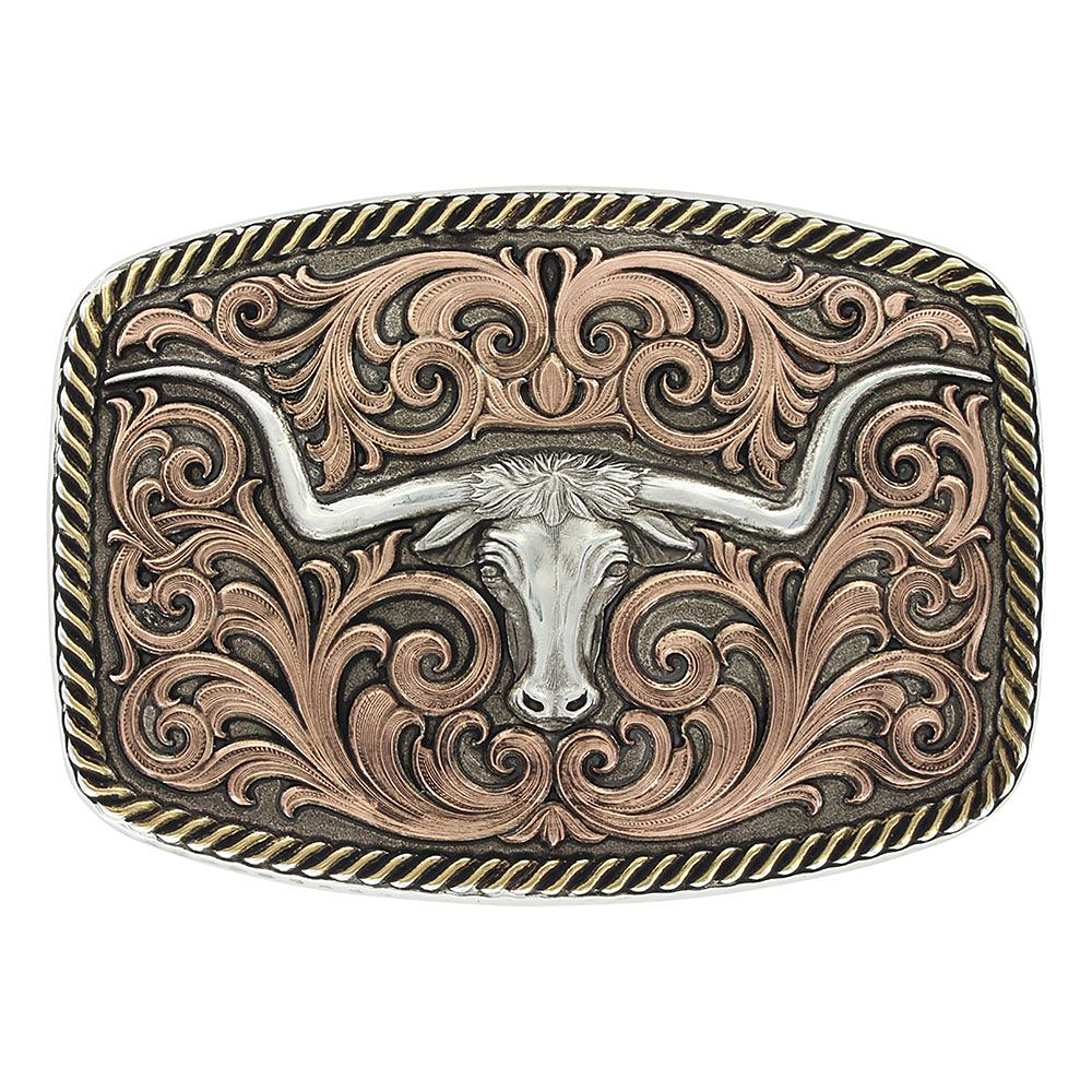 Montana Silversmiths Tri-Color Champion Texas Longhorn Belt Buckle ...